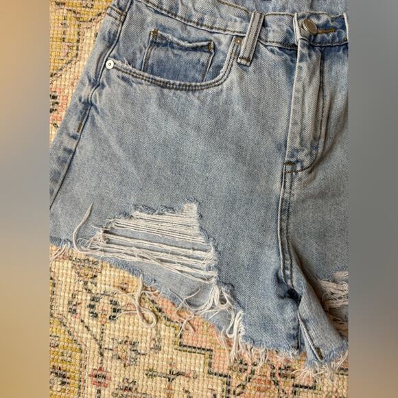 Blank NYC The Barrow Distressed Cutoff Jean Shorts Size 28 Light Denim Women’s - Picture 2 of 6